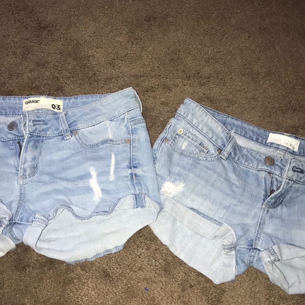 Garage light washed denim shorts